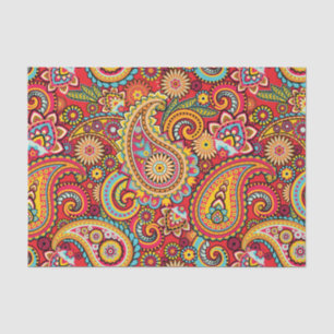 Bright Red Floral Paisley Bohemian Muster Seidenpapier