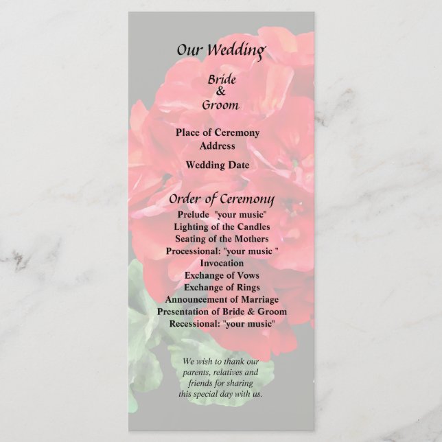 Bright Red Geranium Programm (Vorderseite)