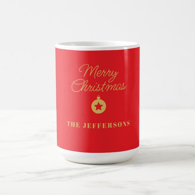 Bright Red & Gold Colors Merry Christmas Kaffeetasse (Mittel)