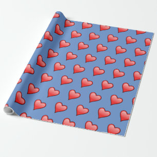 Bright Red Heart Blue Background Geschenkbox Geschenkpapier