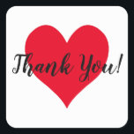 Bright Red Heart Vielen Dank Quadratischer Aufkleber<br><div class="desc">Erstellen Sie Ihre eigene benutzerdefinierte Dankeschön-Aufkleber. Wenn Sie die Hintergrundfarbe auf diesem abgerundeten quadratischen Aufkleber ändern, ändern Sie die Farbe der niedlichen, leuchtend roten Herzform. Fügen Sie ein Foto der Neuvermählten hinter der weißen Herzmaske oder dem Rahmen hinzu. Sie können auch Ihre eigenen, individuellen Aufkleber erstellen, indem Sie eine personalisierte...</div>