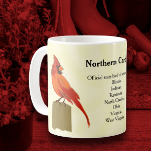 Bright Red Kardinal Staat Bird Kaffeetasse
