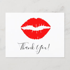 Bright Red Lipstick Kiss Danke Postkarte