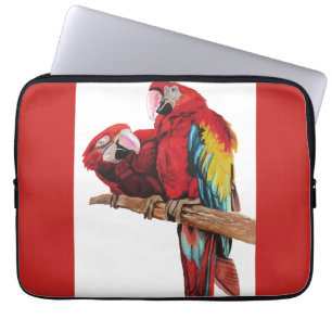 Bright Red Macaw Parrots Wasserfarben Notebook-Geh Laptopschutzhülle