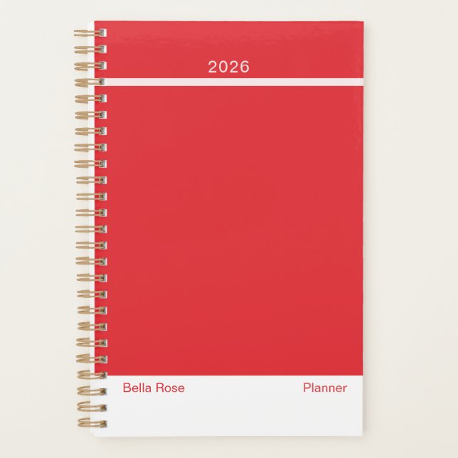 Bright Red Minimalist Planner Planer (Vorderseite)