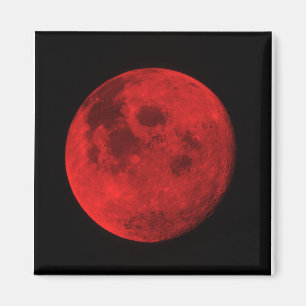 BRIGHT RED MOON MAGNET. 2" X 2" KÜHLSCHRANKMAGNET MAGNET