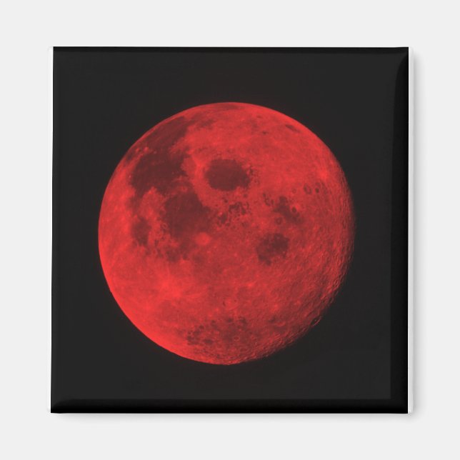 BRIGHT RED MOON MAGNET. 2" X 2" KÜHLSCHRANKMAGNET MAGNET (Vorne)