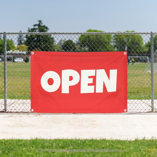 Bright Red OPEN Banner (Insitu)