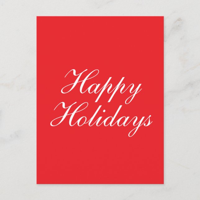 Bright Red Plain Elegant Happy Holidays Card Postkarte (Vorderseite)