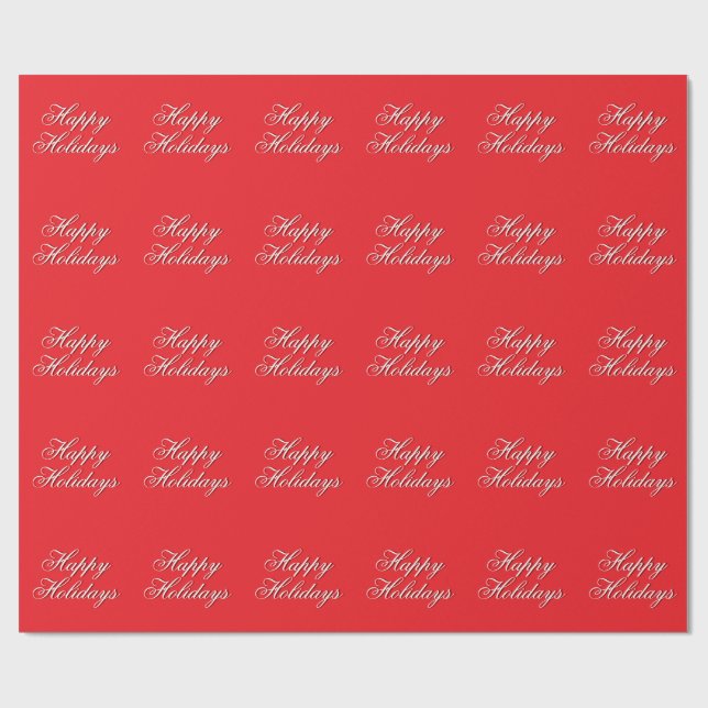 Bright Red Plain Elegant Happy Holidays Message Geschenkpapier (Flach)