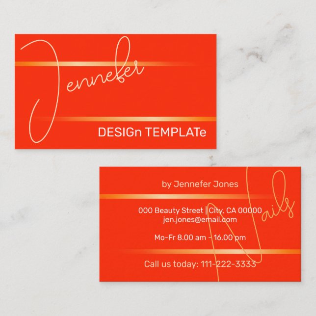 Bright Red Simple Elegante Lines Siganture Luxus Visitenkarte (Vorne/Hinten)