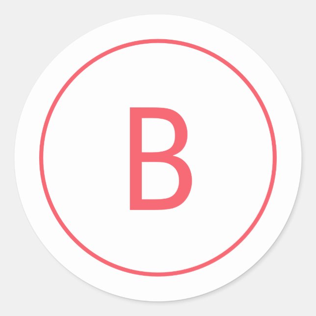 Bright Red Simple Monogram Christmas Envelope Runder Aufkleber (Vorderseite)