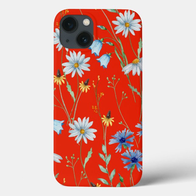 Bright Red Summer Floral Case-Mate iPhone Hülle (Rückseite)