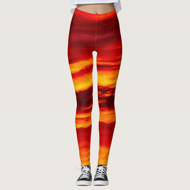 Bright Red Sunset Leggings (Vorderseite)