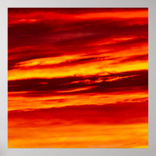Bright Red Sunset Poster