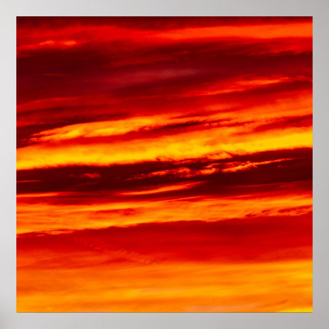 Bright Red Sunset Poster (Vorne)