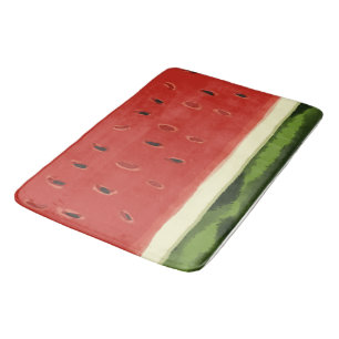 Bright Red Watercolor Watermelon Bath Mat Badematte