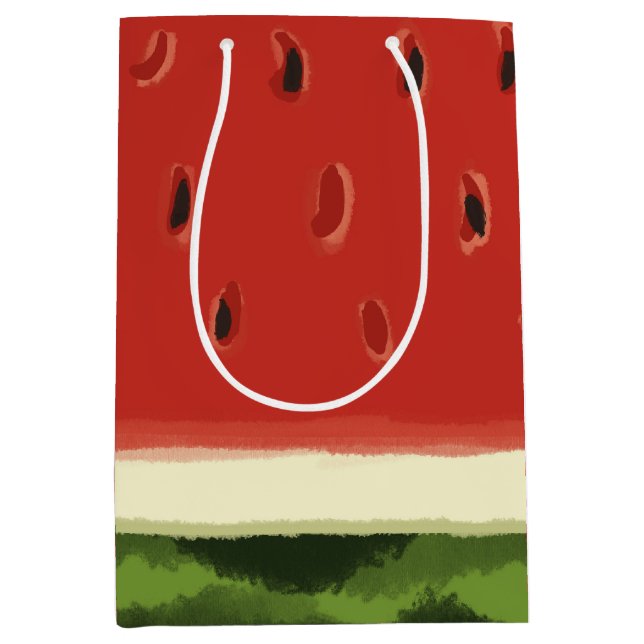 Bright Red Watercolor Watermelon Geschenktasche Mittlere Geschenktüte (Vorderseite)