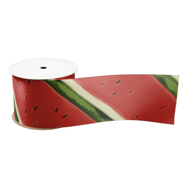 Bright Red Watercolor Watermelon Ribbon Satinband (Spule)