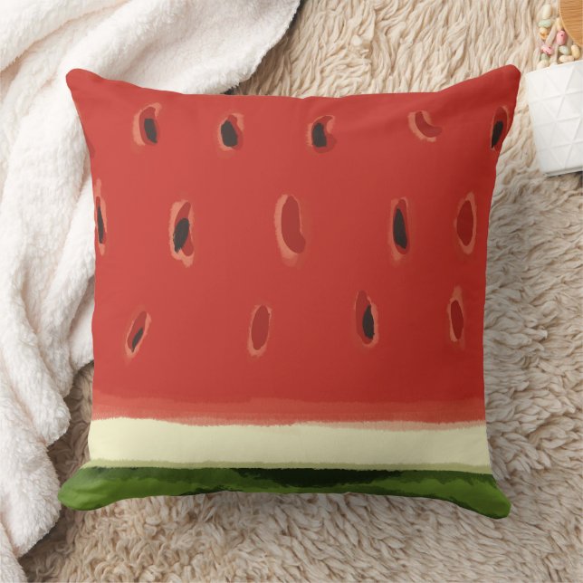 Bright Red Watercolor Watermelon Throw Kissen (Decke)