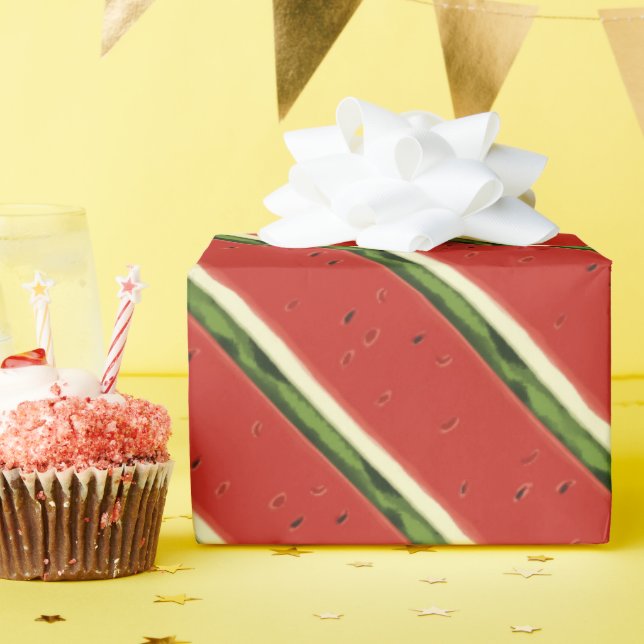 Bright Red Watercolor Watermelon Wrapping Paper Geschenkpapier (Geburtstagsparty)