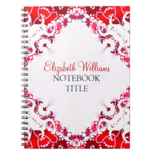 Bright Red + White Diamant Batik Notebook Notizblock