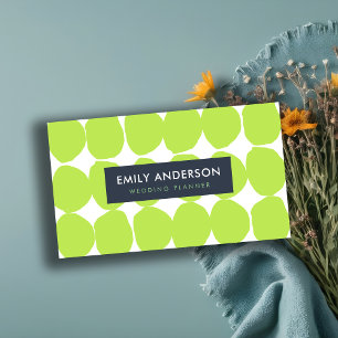 BRIGHT RETRO BIG HAND ZEICHNETE LIME GREEN POLKA D VISITENKARTE