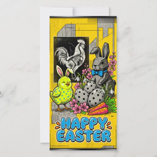 Bright retro card celebrating Easter  Feiertagskarte (Vorderseite)