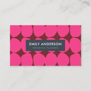 BRIGHT RETRO GROSSE HAND DRAWN PINK MAROON POLKA D VISITENKARTE