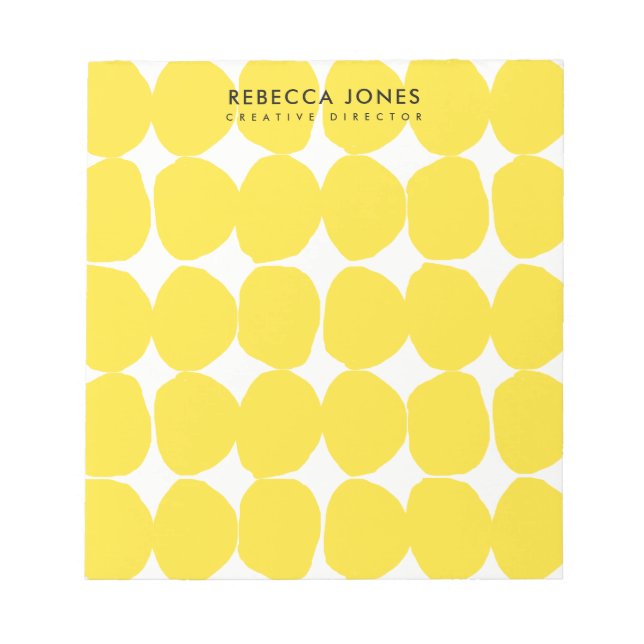BRIGHT RETRO GROSSE HAND ZEICHNETE GELBE POLKA-DOT NOTIZBLOCK (Vorderseite)