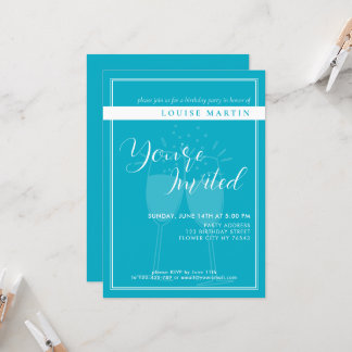 Bright Rich Sky Blue Geburtstagsparty Einladung