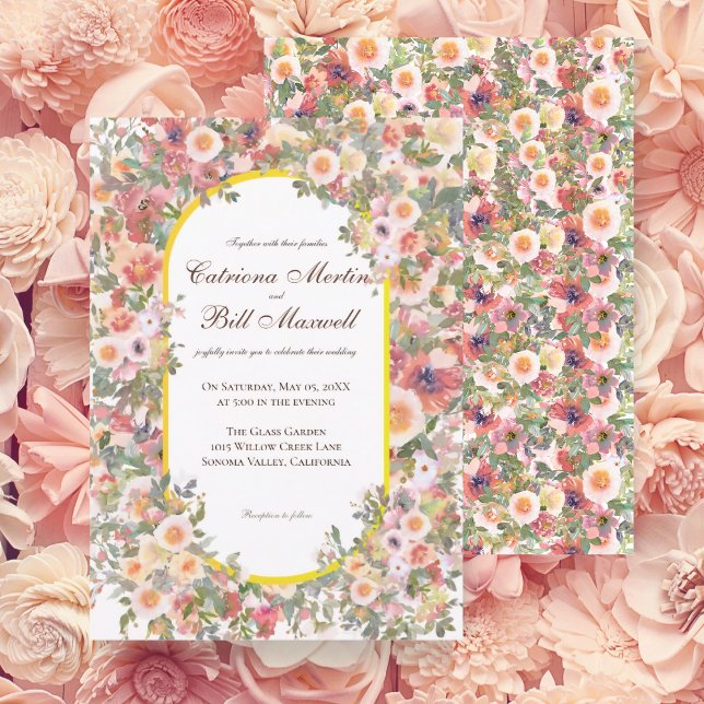 Bright Romantic Colorful Floral Wedding Invitation Einladung (Von Creator hochgeladen)