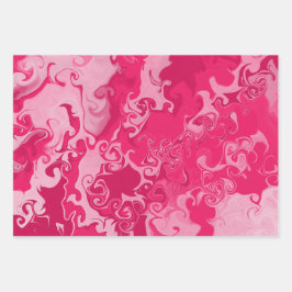 Bright-rosa Wrapping Paper Flat Sheet Set 3 Geschenkpapier Set