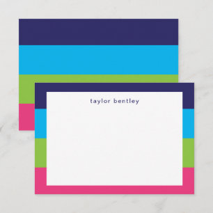 Bright Rugby Stripes Personalisierte Mitteilungska Dankeskarte