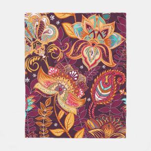 Bright seamless pattern in paisley style. Colorful Fleecedecke