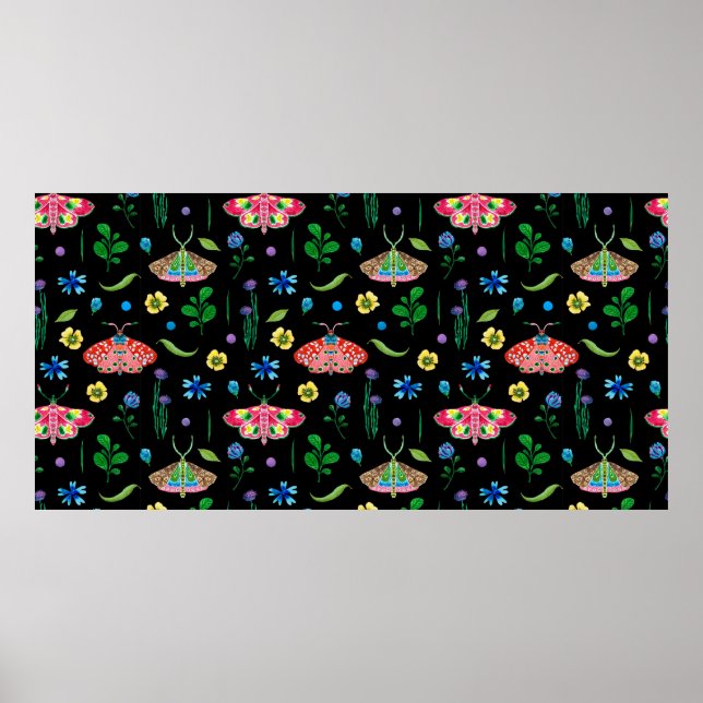 Bright seamless pattern with multicolored butterfl poster (Vorne)