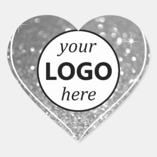 Bright Shimmery Silver Glitzer Sparkle Stars Logo Herz-Aufkleber