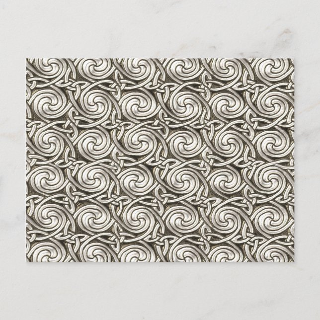 Bright Shiny Silver Celtic Spiral Knock Muster Postkarte (Vorderseite)