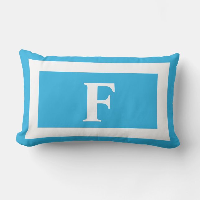 Bright Sky Blue Bold Monogram Initial Outdoor Kissen Für Draußen (Vorderseite)