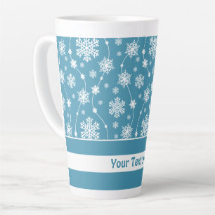 Bright Sky Blue Winter White Snowflake Muster Milchtasse