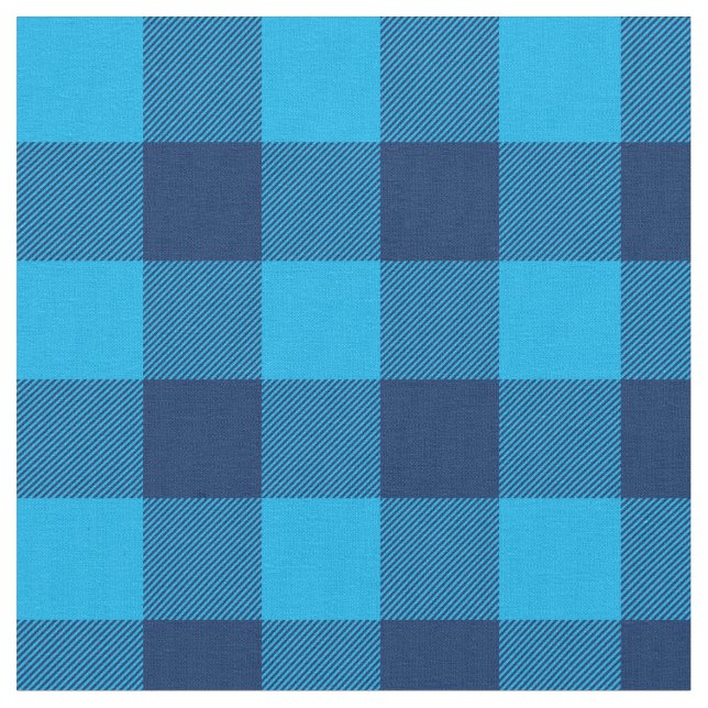 Bright Sky und Navy Blue Gingham Kariert Stoff (Nahaufnahme)