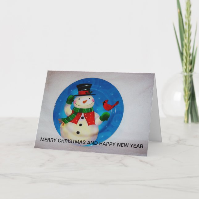 Bright Snowman schoss auf einer Karte nah (Vorderseite)