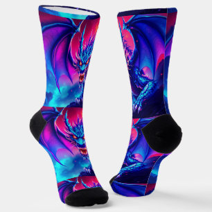 Bright Socks RANDOPIX Blau Roter Drache 0039508 Socken