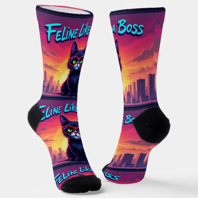 Bright Socks RANDOPIX Feline Like A Boss 0039511 Socken (Gewinkelt)