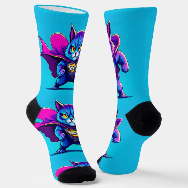 Bright Socks RANDOPIX Mewowzer Super Cat 0039514 Socken (Gewinkelt)
