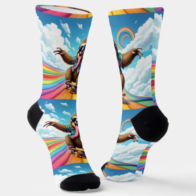 Bright Socks RANDOPIX Skateboard Sloth 0039512 Socken (Gewinkelt)