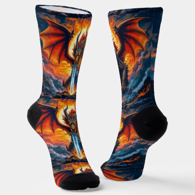 Bright Socks UNISEX Dragon With Sword 0040758 Socken (Gewinkelt)
