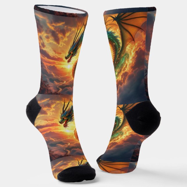 Bright Socks UNISEX Emerald Green Dragon 0040753 Socken (Gewinkelt)