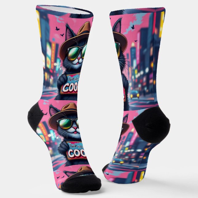 Bright Socks UNISEX Purr-fectly Cool Cat 0040755 Socken (Gewinkelt)