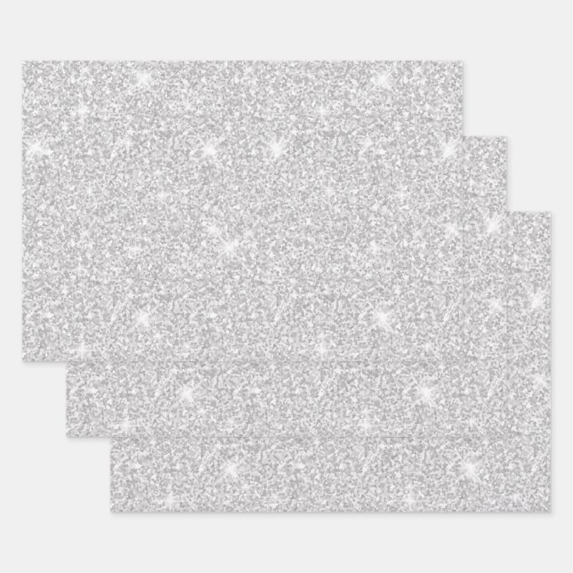 Bright Sparkle White Silver Farbe Frohe Weihnachte Geschenkpapier Set (Set)